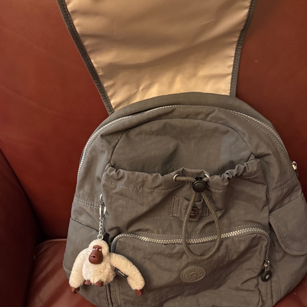 Kipling Charcoal Backpack with Monkey Keychain - image 2